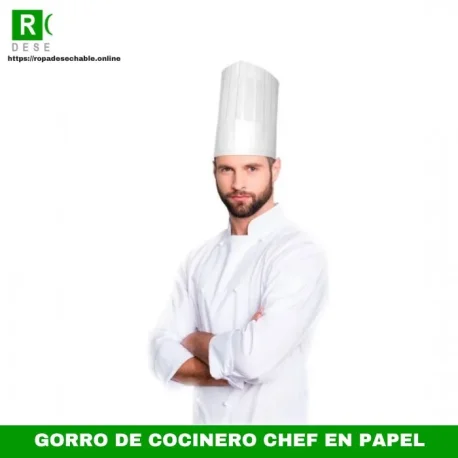 gorros cocinero chef en papel desechables