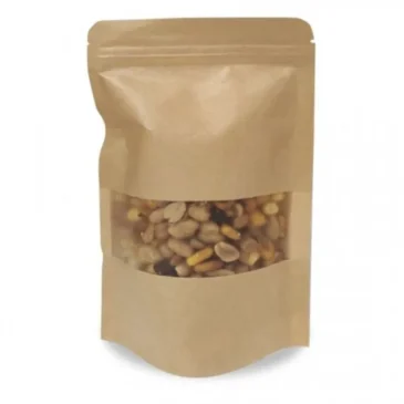 Bolsas doypack de papel kraft con ventana