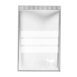 Bolsas de polietileno reciclado con cierre zip y bandas para escribir